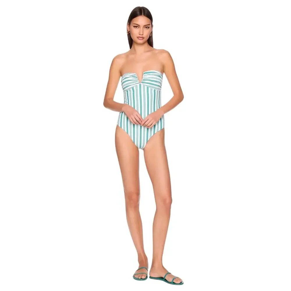 NWOT! Susana Monaco Swim Stripe V Wire One Piece - Size Small (MSRP 158)